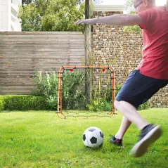 HOMCOM Double Sided Football Rebounder Net, Football Rebound Goal with Five Adjustable Angles, Orange - 1