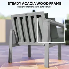 Outsunny 4-Piece Wooden Garden Furniture Set with Cushions - Light Grey - 4