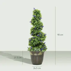 HOMCOM Set of Two 90cm Artificial Lavender Trees - 2