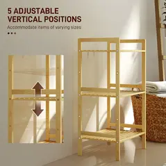 HOMCOM Three-Tier Bamboo Adjustable Shelf Storage Unit - 4