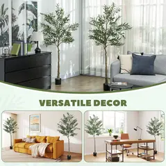 HOMCOM Set of Two Silk Leaf Artificial Olive Trees - 7