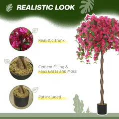 HOMCOM Artificial Plants Murraya, 120 cm Artificial Blossom, Fake Plants in Pot, Large Red Artificial Tree with Flowers for Home House Office Garden Decoration (2 Pack) - 3