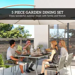 Outsunny Five-Piece PE Rattan Garden Dining Set with Cushions & Stackable Chairs - Light Grey - 3