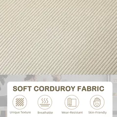 HOMCOM Three-Seater Corduroy Sofa - Cream White - 4