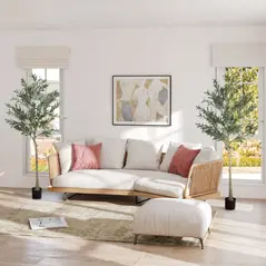 HOMCOM Set of Two Silk Leaf Artificial Olive Trees - 1