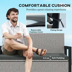 Outsunny 151.5L Storage Garden Bench, with Cushion - Grey - 6