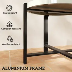 Outsunny Round Small Garden Table, 60cm Outdoor Side Table with Faux Marble Tempered Glass Top, Aluminium Frame for Garden, Patio, Balcony, Light Grey - 5