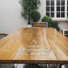 Outsunny Seven-Piece Wood Panel Patio Dining Set - Brown/Black - 7