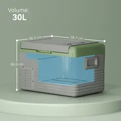 Outsunny 30L Portable Car Refrigerator - Light Green and Grey - 2