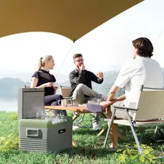 Outsunny 30L Portable Car Refrigerator - Light Green and Grey - 1