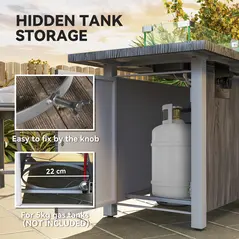 Outsunny 50,000 BTU Gas Fire Pit Table with Cover and Glass Screen - Dark Grey - 5