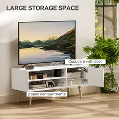 HOMCOM TV Stand up to 55 Inches, TV Unit with Open Shelves and Cable Holes - White - 3