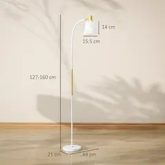 HOMCOM Floor Lamp for Living Room, Spotlight Reading Standing Lamp with Adjustable Height, Rocker on/off Switch, Indoor Task Lighting for Bedroom, Office,  White (Bulb not Included) - 2