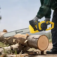 DURHAND 2000W Powerful Electric Chainsaw, 16" Aluminium Blade Portable Corded Chain Saw, 7250rpm Chain Saw for Garden Tree Pruning, 13m/s Chain Speed Auto Chain Lubrication to Cut Wood, Yellow - 7