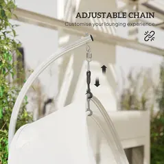 Outsunny Hanging Egg Chair, with Cushion - Light Grey - 6