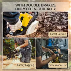 DURHAND 2000W Powerful Electric Chainsaw, 16" Aluminium Blade Portable Corded Chain Saw, 7250rpm Chain Saw for Garden Tree Pruning, 13m/s Chain Speed Auto Chain Lubrication to Cut Wood, Yellow - 6