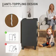 HOMCOM Rattan Bedroom Chest of Drawers, 3 Drawers Storage Unit, Boho Dresser for Living Room, Hallway, Black - 5