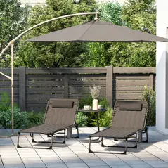 Outsunny Set of Two Sun Loungers, with Five-Position Reclining Backs - Black - 1