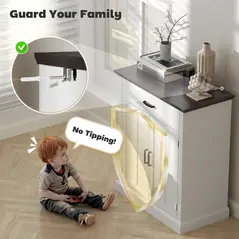 HOMCOM Farmhouse Sideboard with 3 cm Thick Top 2 Barn Doors - White - 6