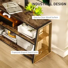 HOMCOM Industrial-Style TV Stand, with 35° Swivel Bracket - Dark Brown - 5