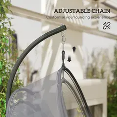 Outsunny Hanging Egg Chair, with Cushion - Dark Grey - 6