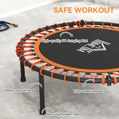 HOMCOM Mini Round Steel Frame Trampoline w/ Adjustable Handle, Orange - 5