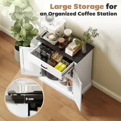 HOMCOM Farmhouse Sideboard with 3 cm Thick Top 2 Barn Doors - White - 3