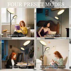 HOMCOM LED Floor Lamp for Living Room, Stepless Dimmable Standing Lamp, Mother and Child Uplighter with Reading Light, 4 Scene Modes, 2700K-6500K Colour Temps, 4 Brightness Levels, Remote Control - 3
