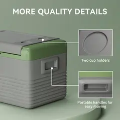 Outsunny 30L Portable Car Refrigerator - Light Green and Grey - 6