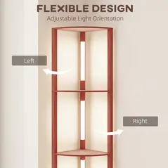 HOMCOM Corner Floor Lamp for Living Room Bedroom with Dimmable Warm White LED Light, Modern Tall Standing Lamp, Brown - 5