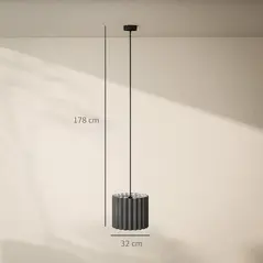 HOMCOM Linen Pendant Light, Bedside Ceiling Lamps with E27 Bulb, Modern Hanging Lights for Living Room, Bedroom, Kitchen, Hallway, Black - 2