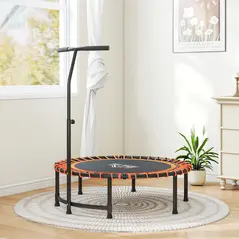 HOMCOM Mini Round Steel Frame Trampoline w/ Adjustable Handle, Orange - 7