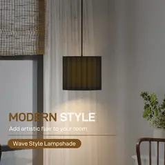 HOMCOM Linen Pendant Light, Bedside Ceiling Lamps with E27 Bulb, Modern Hanging Lights for Living Room, Bedroom, Kitchen, Hallway, Black - 3