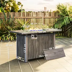 Outsunny 50,000 BTU Gas Fire Pit Table with Cover and Glass Screen - Dark Grey - 2