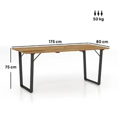 Outsunny 6 Seater Wooden Garden Dining Table, 175 x 80 cm Rectangular Outdoor Dining Table with 5cm Parasol Hole and Slatted Top, Weather Resistant for Patio, Terrace, Brown - 2