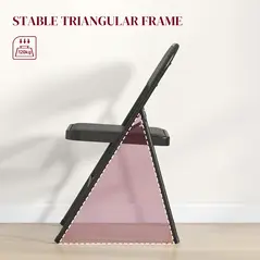 HOMCOM Linen-Look Set of Four Cushioned Folding Chairs - Black - 4