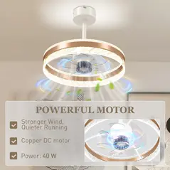 HOMCOM Ceiling Fan with LED Light and Remote - Gold Tone - 5