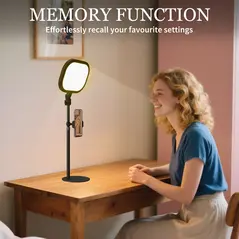 HOMCOM Selfie Light for Video Conference Lighting, Dimmable Desk Lamp with Stand Phone Holder, 5 Colour Modes & 10 Brightness Levels, Memory Function for Home Office, Recording, Video Calls, Black - 5