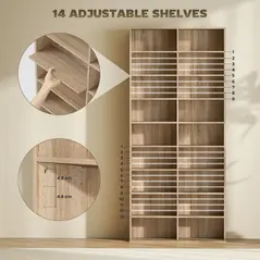 HOMCOM 640 CD Storage Tower - Nature Wood Finish - 4