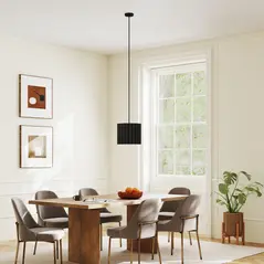 HOMCOM Linen Pendant Light, Bedside Ceiling Lamps with E27 Bulb, Modern Hanging Lights for Living Room, Bedroom, Kitchen, Hallway, Black - 6