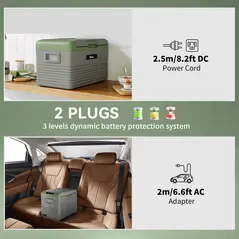 Outsunny 40L Portable Car Refrigerator - Light Green and Grey - 5