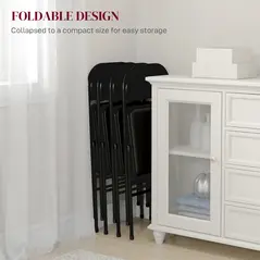 HOMCOM Linen-Look Set of Four Cushioned Folding Chairs - Black - 5