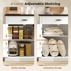 HOMCOM Farmhouse Sideboard with 3 cm Thick Top 2 Barn Doors - White - 4