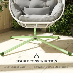 Outsunny Hanging Egg Chair, with Cushion - Light Grey - 5