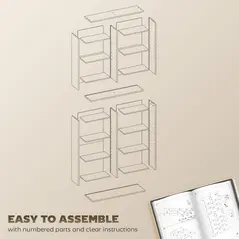 HOMCOM 640 CD Storage Tower - Nature Wood Finish - 6