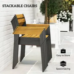 Outsunny Seven-Piece Wood Panel Patio Dining Set - Brown/Black - 4