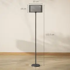 HOMCOM Floor Lamp for Living Room, Modern Standing Lamp with Double Layer Shade & Foot Switch, Minimalist Tall Pole Lampshade for Bedroom, Office, Black - 2