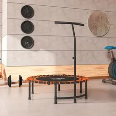 HOMCOM Mini Round Steel Frame Trampoline w/ Adjustable Handle, Orange - 8