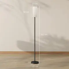 HOMCOM Floor Lamp for Living Room, Modern Standing Lamp with Linen Shade & Foot Switch, Minimalist Tall Pole Lampshade for Bedroom, Office, White - 2