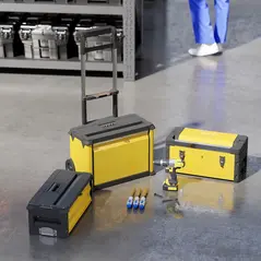 HOMCOM 3-in-1 Stackable Rolling Tool Box - Yellow - 7